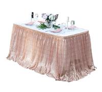 JFNKLFG Jupes de Table Jupe de Table à Paillettes Tables Flash Tissu Décoration fête d'anniversaire Mariage Festival Événement Rectangle Jupes(Rose Gold,14FT 70x426cm)