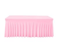 JFNKLFG Jupes de Table Jupe de Table en Forme méduse, Nappe croisée, Housse, Salle conférence, hôtel, Bureau, rectangulaire, 180 g, Soie Lait épaisse, élastique(Pink,8fT 243x76x76cm)