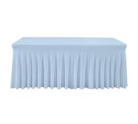 JFNKLFG Jupes de Table Jupe de Table en Forme méduse, Nappe croisée, Housse, Salle conférence, hôtel, Bureau, rectangulaire, 180 g, Soie Lait épaisse, élastique(Blue,6FT 183x76x76cm)