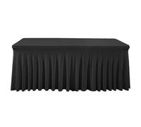 JFNKLFG Jupes de Table Jupe de Table en Forme méduse, Nappe croisée, Housse, Salle conférence, hôtel, Bureau, rectangulaire, 180 g, Soie Lait épaisse, élastique(Black,8fT 243x76x76cm)