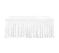 JFNKLFG Jupes de Table Jupe de Table en Forme méduse, Nappe croisée, Housse, Salle conférence, hôtel, Bureau, rectangulaire, 180 g, Soie Lait épaisse, élastique(White,8fT 243x76x76cm)