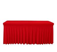 JFNKLFG Jupes de Table Jupe de Table en Forme méduse, Nappe croisée, Housse, Salle conférence, hôtel, Bureau, rectangulaire, 180 g, Soie Lait épaisse, élastique(Red,8fT 243x76x76cm)