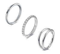 JFORYOU 3PCS Helix Hoops Anneau de Nez Double 16G/18G/20G 316L Acier Chirurgical CZ Anneau de Septum Cartilage Conch Daith Tragus Piercing Bijoux Boucles d'oreilles Or Argent