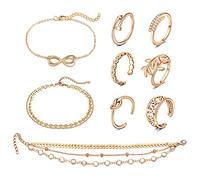 JFORYOU Bracelets de Cheville et Anneau d'Orteil Ensemble pour Femme Chaîne Couches Bracelets de Cheville Anneaux d'Orteil Bracelets d'Orteil Bijoux de Pied de Plage