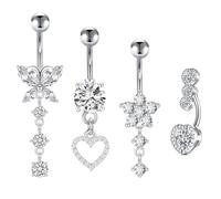JFORYOU Piercing de Nombril 14G 10 mm - 5 Styles CZ, Métal