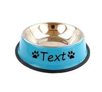 jfs Bol de chien ou de chat en acier inoxydable personnalisé pour l'eau et la nourriture, bol d'alimentation avec des noms personnalisés pour chiens de grande et petite taille nourriture et eau (bleu)