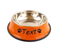 jfs Gamelle en acier inoxydable pour chien ou chat pour eau et nourriture, avec noms personnalisés pour nourriture et eau pour grands et petits chiens (orange)