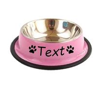 JFS Gamelle en acier inoxydable pour chien ou chat pour eau et nourriture, gamelle avec noms personnalisés pour nourriture et eau pour grands et petits chiens (rose)