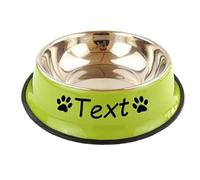 JFS Gamelle personnalisée en acier inoxydable pour chien ou chat pour eau et nourriture, gamelle avec noms personnalisés pour nourriture et eau pour grands et petits chiens (vert)
