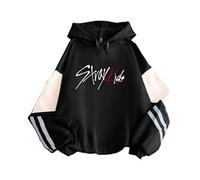 JFSKFOU Stray Kids Sweat à capuche à manches longues pour enfants, pulls rayés contrastés pour femmes et hommes (noir, M), Noir , M