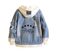 JFSKFOU Stray Kids Veste en jean à capuche Harajuku pour homme et femme (Denim3, taille M), Denim 3, M