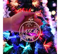 jfu Boules de noël personnalisée,en Bois,Pendentif Chien Chat,Boule de Noel personnalisée Famille, décoration Ornement de Sapin personnalisée,Mon 1er Noël (XF7,1PCS)