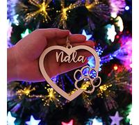 jfu Déco De Noël avec Prénom Personnalisé,Decoration Sapin Personnalise Boule,Ornements en Bois personnalisés Noël avec Le nom de Votre Chien,en Bois,Pendentif Chien Chat (XF13,1PCS)