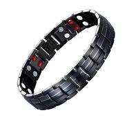 JFUME Bracelet magnétique pour homme cadeau pour homme Bracelet noir aimants à double rangée avec outil de suppression de lien 8,5" réglable