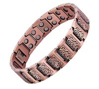JFUME Bracelets magnétiques en cuivre pur pour hommes, 20,3 cm, réglables, accessoires 4 en 1, avec outil de retrait de maillon, Mittelgroße, Cuivre, Pas de gemme