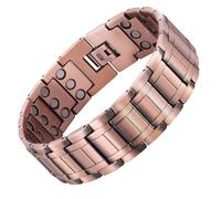 JFUME Bracelets magnétiques en cuivre pur pour hommes, 20,3 cm, réglables, accessoires 4 en 1, avec outil de retrait de maillon, Mittelgroße, Cuivre, Pas de gemme