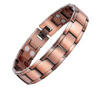 JFUME Bracelets magnétiques en cuivre pur pour hommes, 20,3 cm, réglables, accessoires 4 en 1, avec outil de retrait de maillon, taille unique, Cuivre