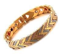 JFUME Bracelets magnétiques pour hommes femmes plaqués or rose et or 18K avec aimants double rangée en argent 21.5cm ajustable