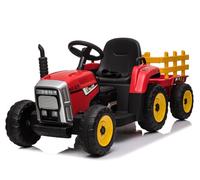 JG Tracteur Électrique Enfant avec Remorque - 12V, Télécommande, Effets Sonores - Rouge