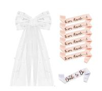 JGA Accessoires pour femme, 8 pièces Bride to Be Decoration, ensemble de bracelets Team Bride, avec 6 bracelets de mariée, 1 bracelet de mariée, 1 serre-tête de mariée, pour décoration de fête de