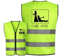 Jga Gilet pour enterrement de vie de jeune fille - Costume de marié - Gilet Game Over - Accessoires Jga pour homme - Bandes réfléchissantes à 360° - Décoration de mariage - Convient pour enterrement