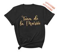 JGA Tee Shirt Femme Team Bride, Tee Shirt Mariée Rose Blanc T Shirt Enterrement de Vie de Jeune Fille Demoiselle d'honneur Mariage de Fete T-Shirts à Manches Courtes (XL, Noir)