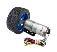 JGA25-370 DC 6V 12V 24V Smart Car Set Wheel Dia 65mm/85mm/130mm Tires Encoder electronic starter 12 Volt V Speed Reducer Encode CZAOINCU(12v 170rpm,130mm Tires)