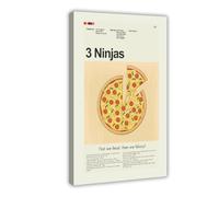 JGACBHE Poster sur toile 3 ninjas - Pizza - Décoration pour chambre à coucher, bureau, chambre - Cadeau - 20 x 30 cm
