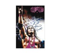 JGAIEWC Poster sur toile avec dédicacé de la Superstar Wrestling Legend BRET The Hitman Hart - Décoration murale pour salon, chambre à coucher - 50 x 75 cm