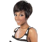 JGATW Perruque Perruques Courtes De Cheveux Humains pour Les Femmes Noires Perruque Courte Perruques Coupées Noires avec Frange Femmes pour La Fête Quotidienne