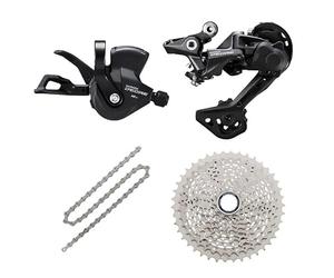 JGbike Compatible 10 Speed MTB 4pc groupset for Shimano Deore M4100: Right Shift Lever,4120 5120 SGS Long Cage Rear Derailleur, 4100 11-42T 46T Cassette Or Sunrace 11-46T Cassette, KMC X10 Chain