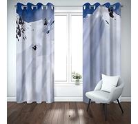 JGCAI 3D Occultant Rideaux Montagne De Neige Blanche 140x160cm Super Doux Isolants Thermique Insonorisé Polyester Rideau pour Chambre d'enfant Cuisine Salon Cuisine Bureau Fenêtre Décoration