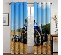 JGCAI 3D Occultant Rideaux Tracteur Bleu 140x160cm Super Doux Isolants Thermique Insonorisé Polyester Rideau pour Chambre d'enfant Cuisine Salon Cuisine Bureau Fenêtre Décoration