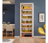 JGCAI 3D Sticker De Porte Trompe l'oeil Effect Armoire en Bois pour Conserves De Légumes Autocollant Porte Poster PVC Auto-Adhésif Amovible Autocollant pour Salon Porte Cuisine Chambre Salle De Bain