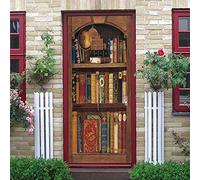 JGCAI Autocollants De Porte Salon Chambre 88x200cm Sticker De Porte Bibliothèque Moderne Trompe l'oeil 3D Auto-Adhésif PVC Imperméable Stickers Muraux Art Poster Cuisine Decoration