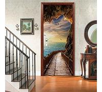 JGCAI Stickers Porte Paysage De Couloir Stickers Muraux Décor À La Maison Porte Pvc Autocollants 3D Impression Porte Autocollant Papier Peint Salon Salle À Manger Murale Photo 90x200cm
