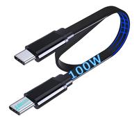 JGD-1M Plat USB-C vers USB-C 100W Câble Charge Rapide pour iPhone 15 Plus Pro Max Galaxy S23 S22 Câble Type C [10mm Connecteur] pour Blackview/DOOGEE/Ulefone/OUKITEL Téléphone Incassable