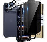 JGD-2 + 2PACK pour Verre Trempé pour iPhone 17 Pro Anti Espion avec Caméra Arrière Protecteur, HD Clear 9H Dureté Anti Spy Noir Privé Film de verre trempé privé