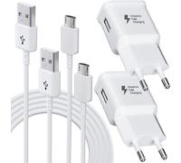 JGD-2-Pack USB Chargeur Mâle, Chargeur Rapide Alimentation avec 1,5M Micro Câble USB pour Samsung Galaxy S7 S6 Edge S5 S4 S3 S2 A7 A03 J8 J7 J6 J5 J3, Tab 4, Tab S, Tab S2, Android Smartphone