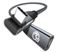 JGD-240W Câble d'Extension USB C 0.3M, Câble USB C mâle vers USB C femelle à 90 degrés,Chargement USB 3.2 20Gbps 4K Video PD 3.1,Extension de type C,pour PSVR2/USBC Hub/MacBook/iPhone15/Mag-Safe