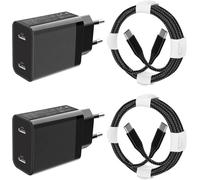 JGD-25W Chargeur pour Samsung Galaxy A56 5G/A26 5G A36 5G A55 5G/A16 5G/A35 A25 5G/A54 A53 A34 A15 A06 Z Fold 6/5 4/S25/S24 FE/S23 iPhone 16e 16 Pro Max iPad Pro USB C Prise Charge Rapide et Câble,2P