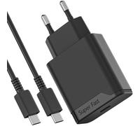 JGD-25W Chargeur Rapide Compatible avec Samsung Galaxy S24 FE S23 S22 S21 S25 S20 A22 A06 A05 A16 A15 A56 A55 A54 A36 A34, Téléphone Prise Secteur USB C Adapteur avec Câble 1.5M