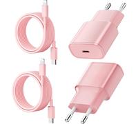 JGD-25W Chargeur Rapide pour iPhone, 2 Pièces PD 3.0 Prise USB C avec 2M Cable Lightning for iPhone 14/14Pro/13/13 Mini/13 Pro/13Pro Max/12/12Pro/12 Pro Max/11/11 Pro/ 11 ProMax Rose