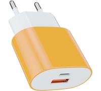 JGD-25W USB Type - C Chargeur Rapide Adaptateur de Charge Alimentation 15W USB Type - A Chargeur (Jaune 1 pcs) pour: iPhone 17/16 Pro/Max/Plus / 15 14 13 12 11 Pro Max x XS Samsung