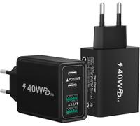 JGD-2Pack Chargeur USB C, 40W Chargeur Rapide iPhone, 4-Port USBC Power Adaptateur+QC Multi USBC Bloc Prise Rapide Chargeur pour 16 15 14 13 12 11 Pro Max Plus, iPad, Samsung Galaxy,Type C Secteur Mu