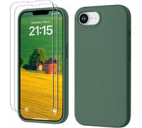 JGD-3 en 1 Coque pour iPhone 16e Silicone iPhone SE4 Cover 2025 avec 2 Verre Trempé 6.1"", Étui Protection Précise de Caméra [Résistant aux Rayures] Antidérapant iPhone 16e Case, Pine Vert
