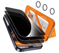 JGD-3 Pièces Verre Trempé Anti-Espion pour iPhone 17 Pro + 1 Jeu Protection Caméra Arrière, [12 Pieds Qualité Militaire Vitre Protection], 25°Anti-Spy, Auto-Install 1s, Coque Compatible