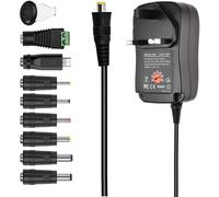 JGD-30 W UK 2 A & 2000 mA Adaptateur universel AC/DC multifonction à découper, 100-240 V vers 3 V, 4,5 V, 5 V, 6 V, 7,5 V, 9 V, 12 V, port USB inclus 8 embouts adaptateurs au choix