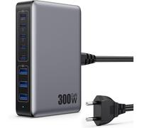 JGD-300W Chargeur USB C avec 8 Ports GaN ¿ Tech, 100W Chargeur Rapide PD QC PPS Prise USB C Multiple Station de Charge Compatible avec MacBook Pro/Air Laptop, iPhone, iPad Pro, Galaxy, SteamDeck-Noir