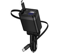 JGD-4 en 1 Rétractable Chargeur Voiture Allume Cigare USB C, 12V Prise Allume Cigare Charge Rapide for iPhone 17 16 15 Pro Max, Samsung Galaxy S25 Ultra S24 S23 FE S22 S21 A15 A16 A26 A36 A54 A55 A56